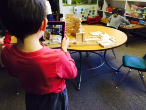 K student sharing his learning of towers through a class blog